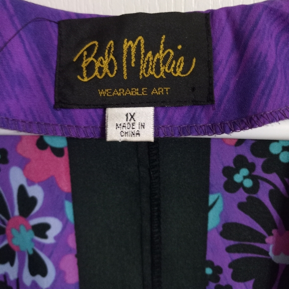 BOB MACKIE Floral Wearable Art Duster Wrap Size 1X - Picture 2 of 4